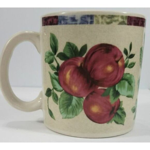 The Sakura Table Sonoma Coffee Mug Apples Grapes Pears Fruit -EUC Used Condition - Picture 3 of 9